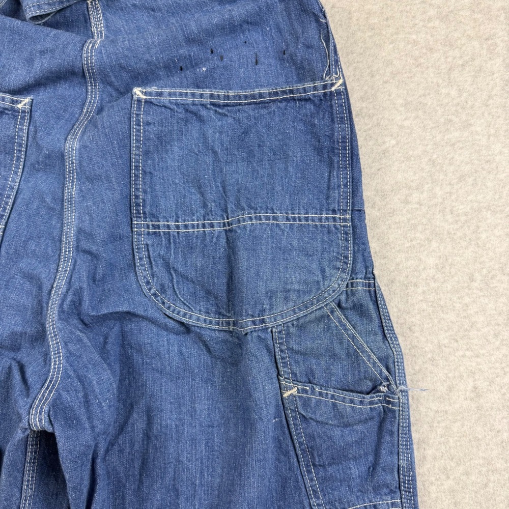 Vintage 70s Lee Denim Bib Overalls Mens 34x30 Blue Workwear Made in USA - Picture 6 of 9